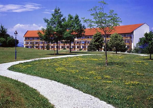 Hotel view with gardens